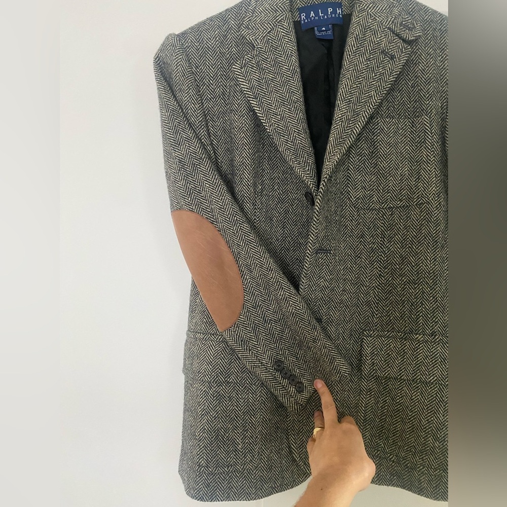 Ralph Lauren herringbone blazer with leather elbow patches